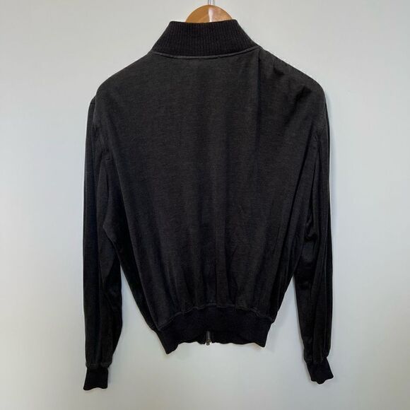 Bilancioni Zip Up Sweater Jacket Silk Wool Blend Dark Charcoal Gray size 52 - Picture 2 of 13